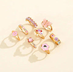 8 X LUXURIOUS DAINTY RINGS SET SPARKLES