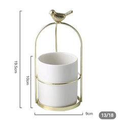 MODERN MARBLE CERAMIC SPARROW PLANTER SPARKLES