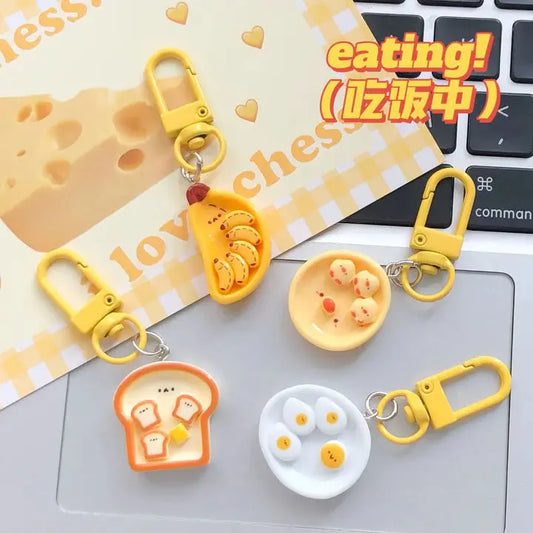 KAWAII EGG POACHED KEYCHAIN SPARKLES