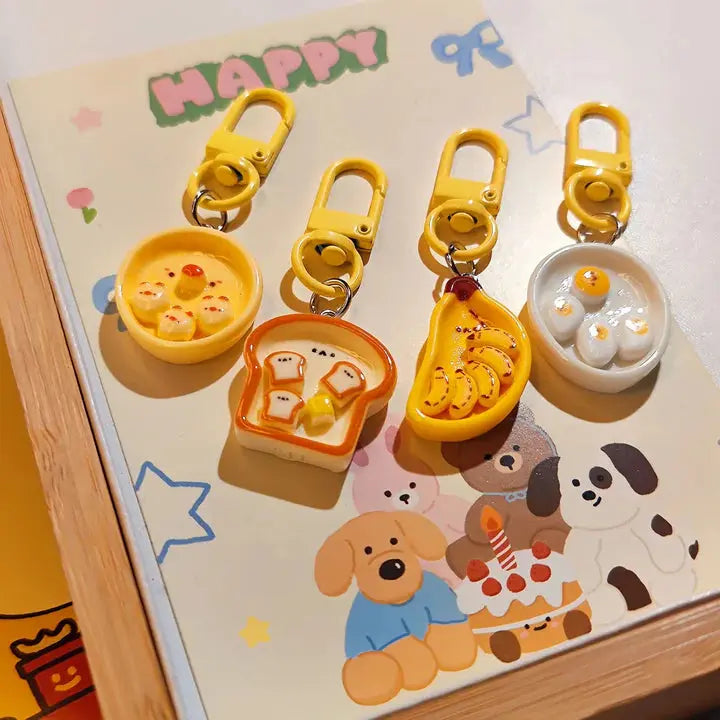 KAWAII EGG POACHED KEYCHAIN SPARKLES