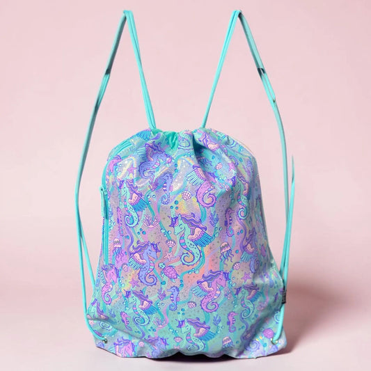 SEAHORSE SWIMMING DRAWSTRING BAG - Sparkles
