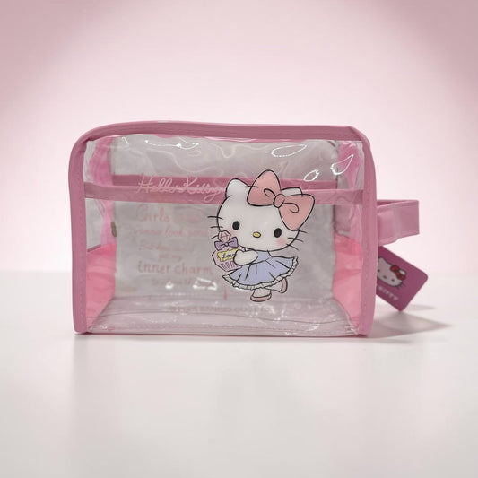 COOLEST TRANSPARENT HELLO KITTY TRAVEL POUCH