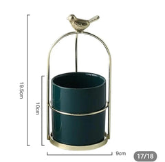 MODERN MARBLE CERAMIC SPARROW PLANTER SPARKLES