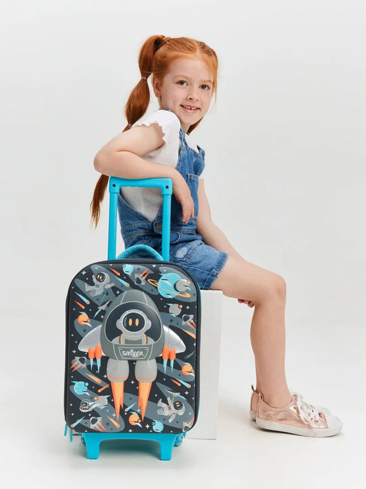 SMIGGLE TRAVEL LUGGAGE TROLLEY - SPACE ROCKET SPARKLES