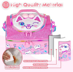 TRENDING KITTY DUAL COMPARTMENT LUNCH BAG SPARKLES