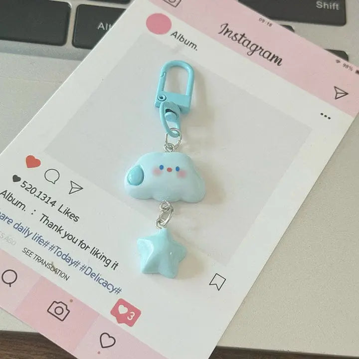KAWAII SMILEY CLOUD KEYCHAIN SPARKLES