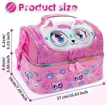 AESTHETIC KITTY DUAL COMPARTMENT LUNCH BAG SPARKLES