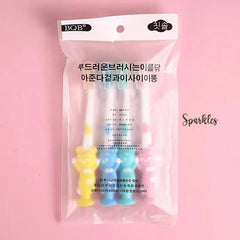 4 X BEAR TOOTH BRUSHES SET SPARKLES