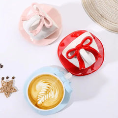 TRENDING GLOSSY BOW MUG WITH SAUCER - Sparkles