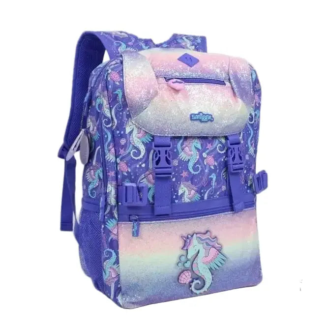 ORIGINAL SHIMMERY SEA-HORSE FLAP OVER BACKPACK SPARKLES