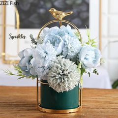 MODERN MARBLE CERAMIC SPARROW PLANTER SPARKLES