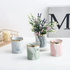 MODERN MARBLE CERAMIC POT PLANTER SPARKLES
