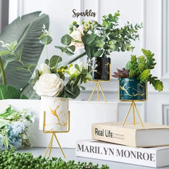 MODERN GLOSSY CERAMIC POT PLANTER SPARKLES