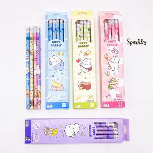 ADORABLE 12 PENCILS SET SPARKLES