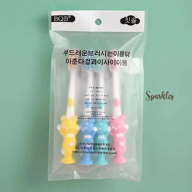 4 X BEAR TOOTH BRUSHES SET SPARKLES