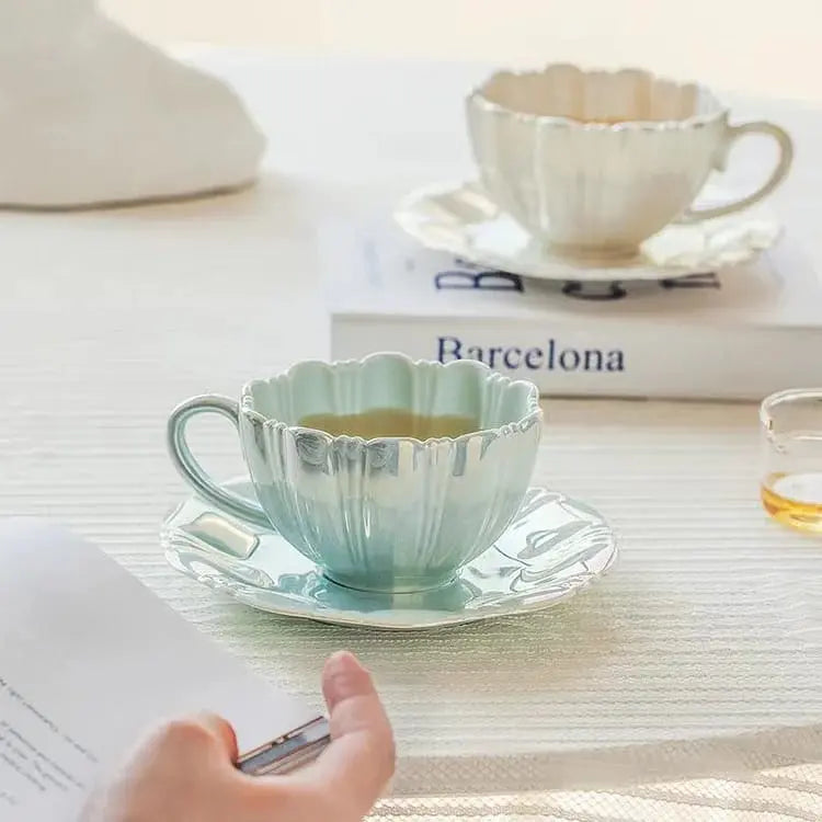 GLOSSY CERAMIC CAPPUCCINO MUG SPARKLES