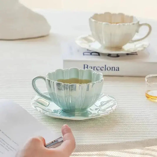 GLOSSY CERAMIC CAPPUCCINO MUG SPARKLES