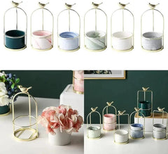 MODERN MARBLE CERAMIC SPARROW PLANTER SPARKLES