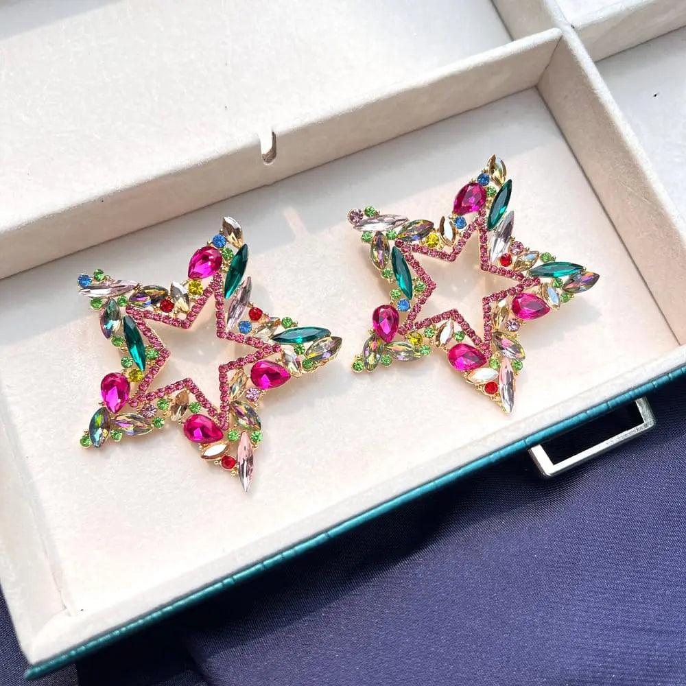 STATEMENT STAR STUD EARRINGS SPARKLES