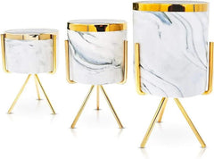 MODERN MARBLE CERAMIC POT PLANTER SPARKLES