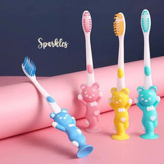 4 X BEAR TOOTH BRUSHES SET SPARKLES
