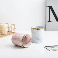 MODERN MARBLE CERAMIC POT PLANTER SPARKLES