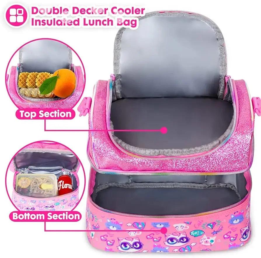 AESTHETIC KITTY DUAL COMPARTMENT LUNCH BAG SPARKLES