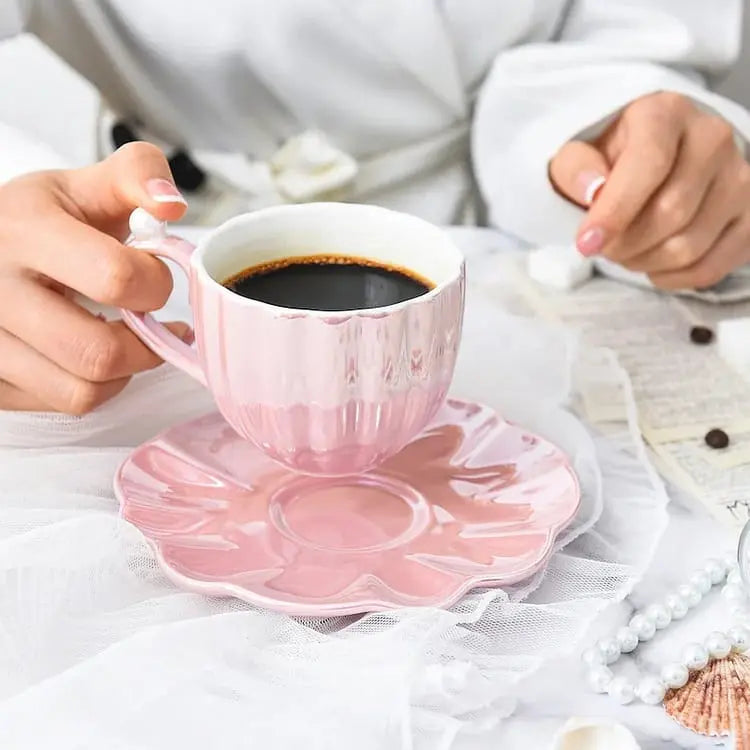 GLOSSY CERAMIC CAPPUCCINO MUG SPARKLES