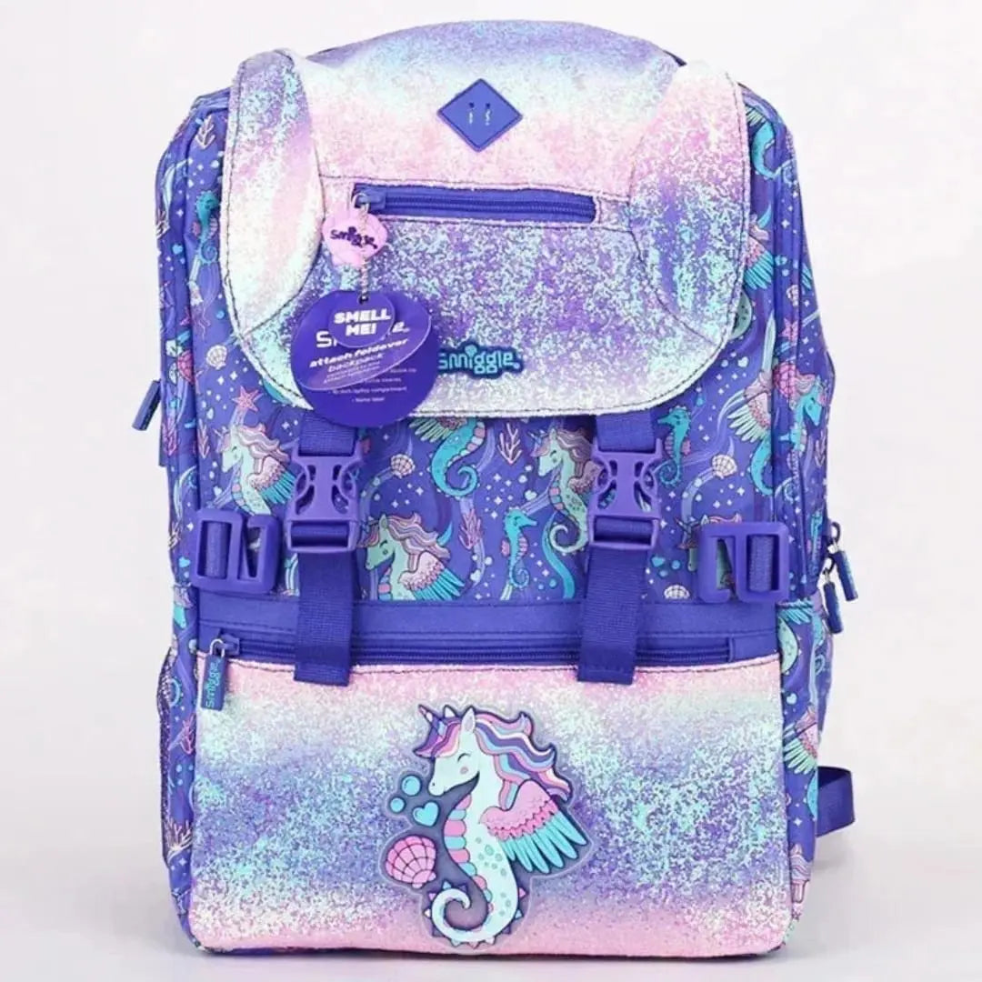 ORIGINAL SHIMMERY SEA-HORSE FLAP OVER BACKPACK SPARKLES