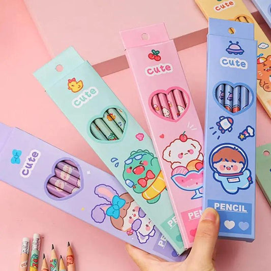CUTE 6 X PENCILS SET SPARKLES