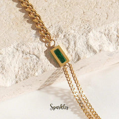 DAINTY EMERALD NECKLACE SPARKLES