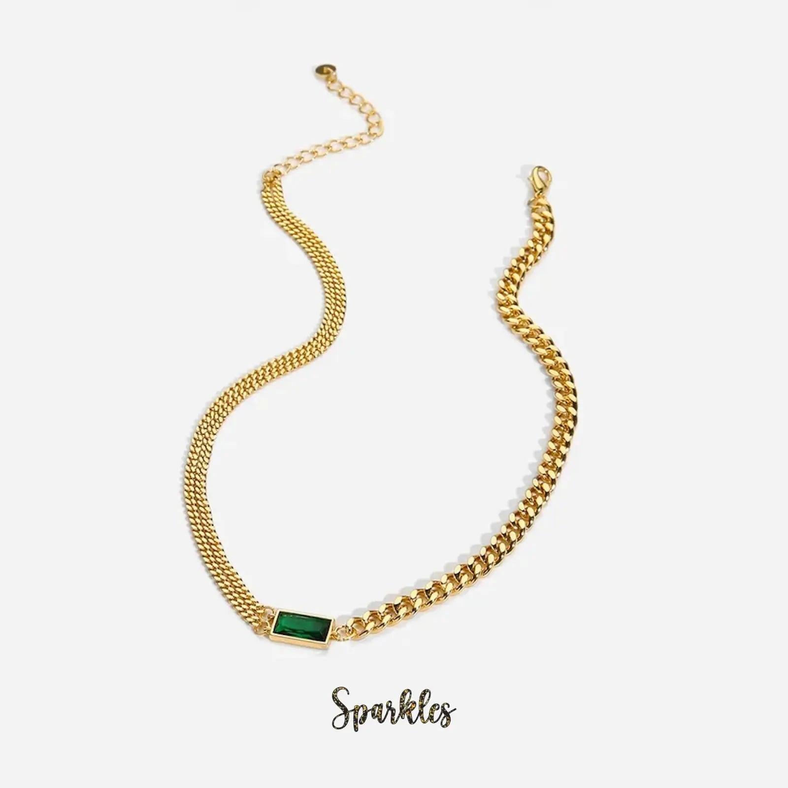 DAINTY EMERALD NECKLACE SPARKLES