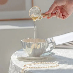 GLOSSY CERAMIC CAPPUCCINO MUG SPARKLES