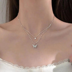 TRENDY BUTTERFLY PENDANT NECKLACE SPARKLES