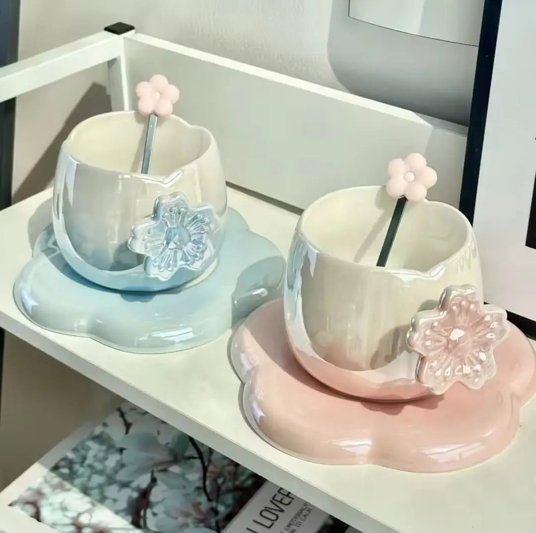 CERAMIC CHERRY BLOSSOM MUG SET SPARKLES