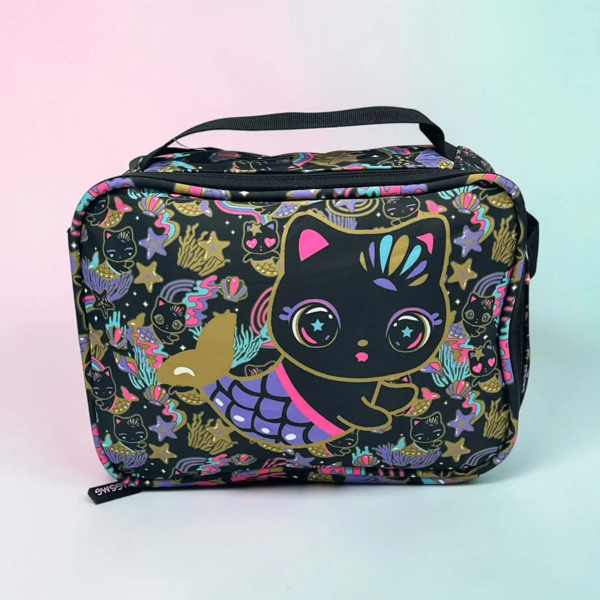 BLACK KITTY INSULATED LUNCH BAG