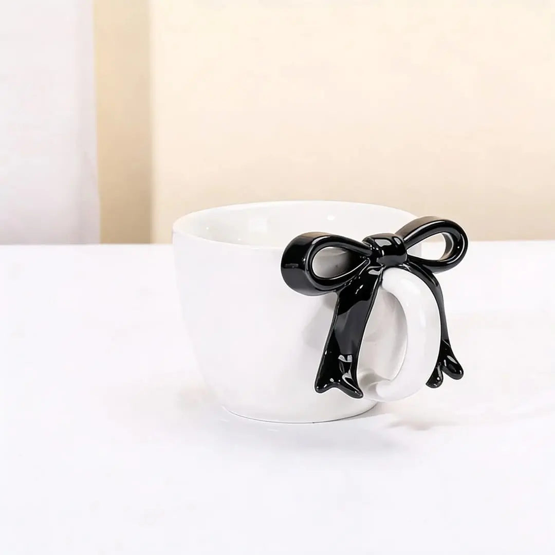 TRENDING GLOSSY BOW MUG WITH SAUCER - Sparkles