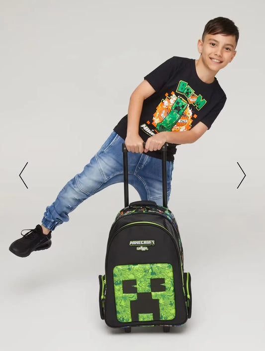 SMIGGLE MINECRAFT TROLLEY BAG SPARKLES