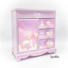 PINK WOODEN JEWELRY VANITY