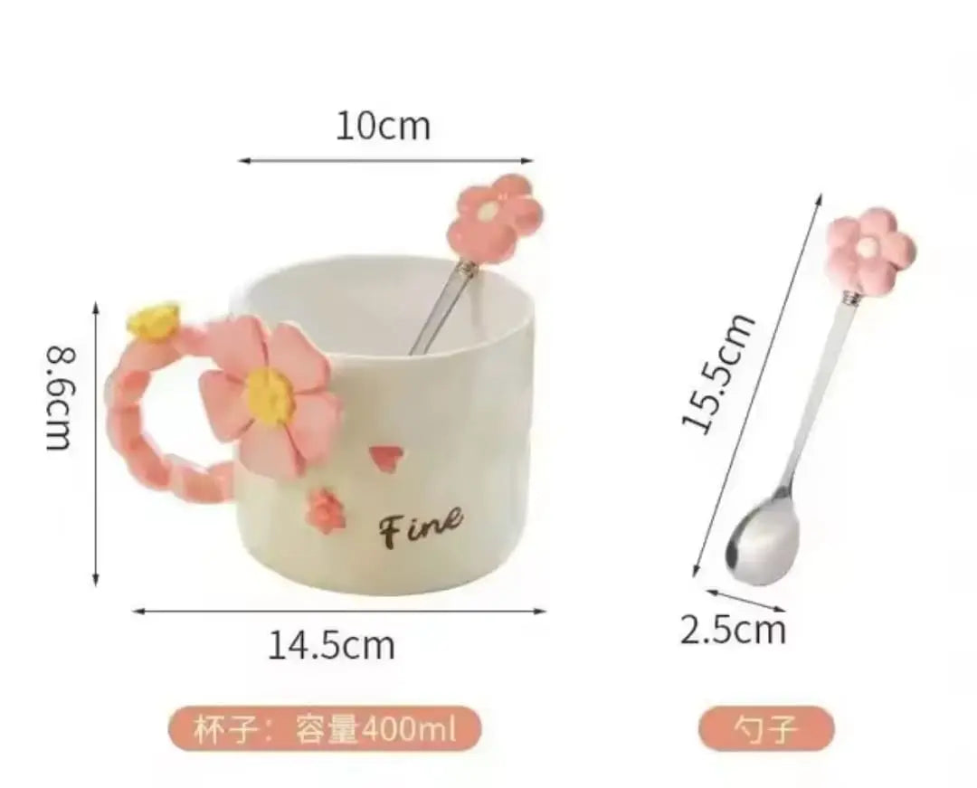 CHIC FLORAL CERAMIC COFFEE MUG SPARKLES