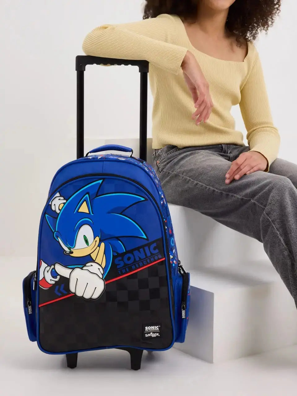SMIGGLE SONIC TROLLEY BACKPACK WITH LIGHT UP WHEELS SPARKLES