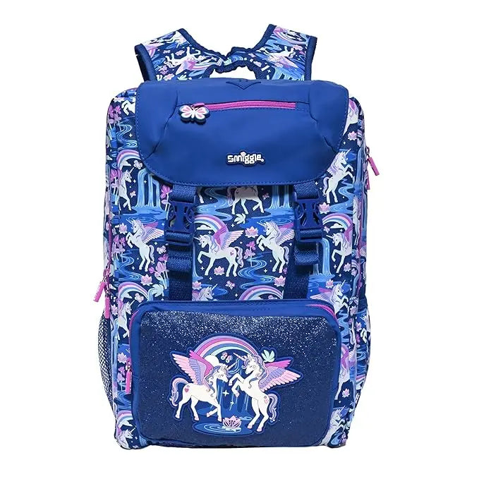 ORIGINAL BLUE UNICORN FLAP OVER BACKPACK SPARKLES