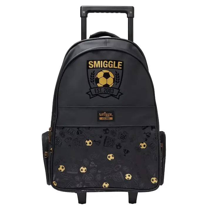 FOOTBALL TROLLEY BACKPACK WITH LIGHT UP WHEELS SPARKLES
