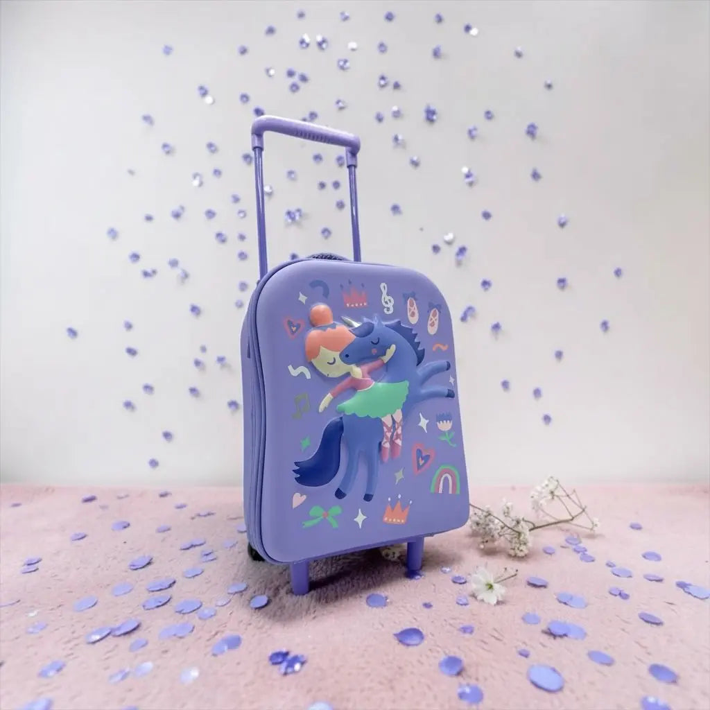 PURPLE UNICORN TRAVEL TROLLEY BAG - Sparkles
