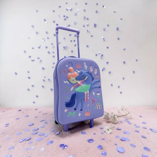 PURPLE UNICORN TRAVEL TROLLEY BAG - Sparkles