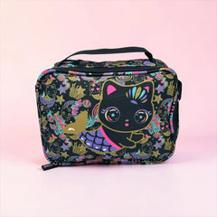 BLACK KITTY INSULATED LUNCH BAG