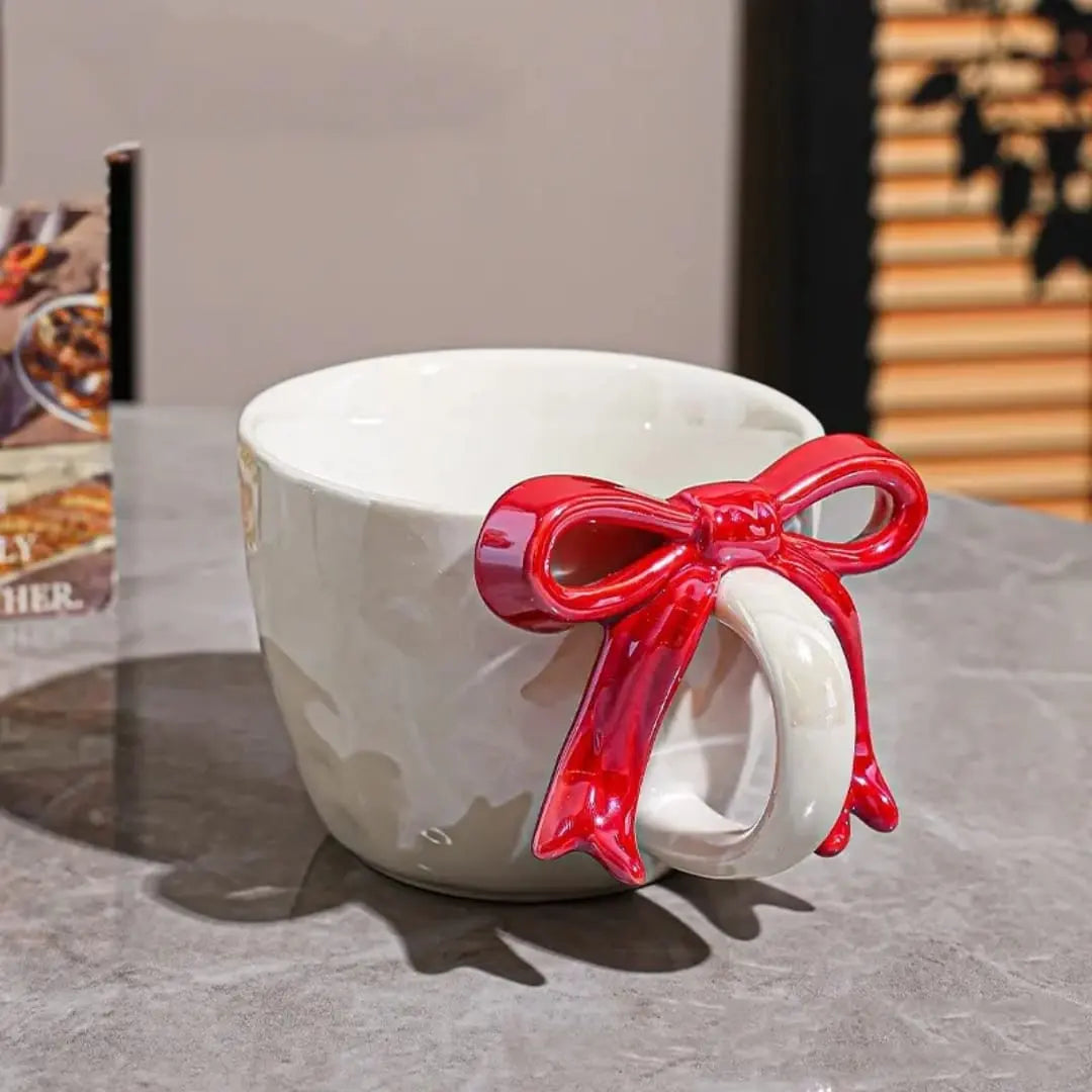 TRENDING GLOSSY BOW MUG WITH SAUCER - Sparkles