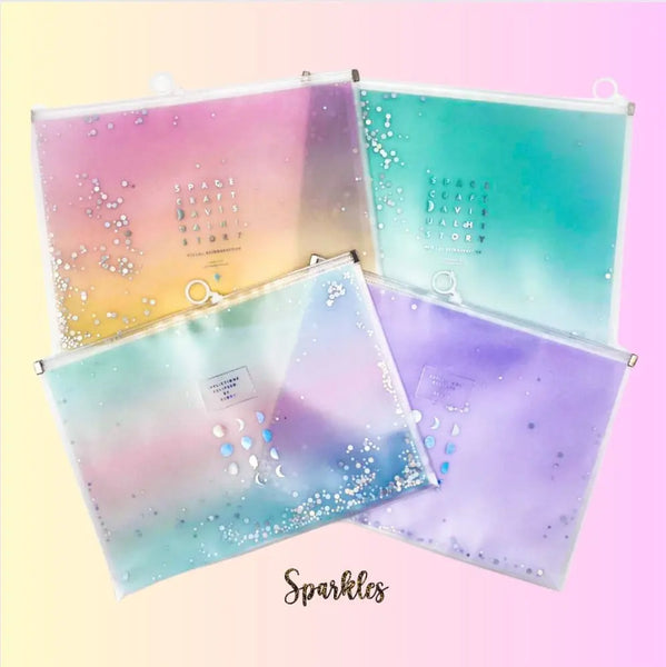 GLITTERY TRANSLUCENT GALAXY FOLDER