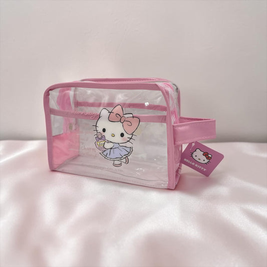 COOLEST TRANSPARENT HELLO KITTY TRAVEL POUCH