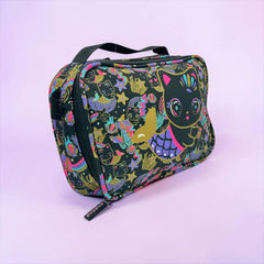 BLACK KITTY INSULATED LUNCH BAG